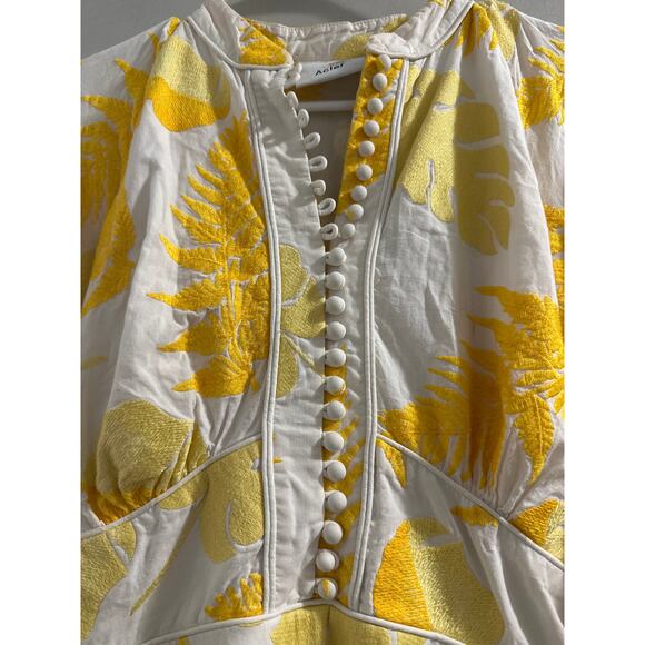 Acler Yellow and White Bastia Golden Leaves Dress - Picture 3 of 11